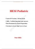 HESI Pediatric Latest 18 Versions / 18 Sets Exam 1000 + Verified Questions and Answers Best Document for Exam Preparation Download to Secure High Score in Exam