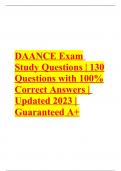 DAANCE Exam Study Questions | 130 Questions with 100% Correct Answers ...