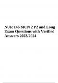 NUR 146 MCN 2 P2 and Long Exam Questions with Verified Answers 2023&sol;2024