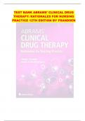 TEST BANK ABRAMS' CLINICAL DRUG THERAPY: RATIONALES FOR NURSING PRACTICE 12TH EDITION BY FRANDSEN