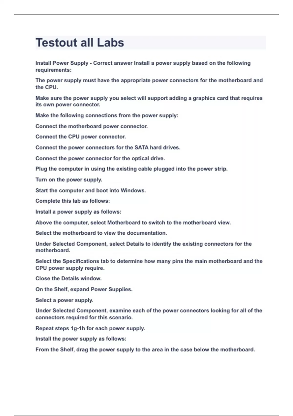 Testout all Labs2023 LATEST UPDATEGUARANTEED SUCCESS Testout all