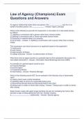 Law of Agency (Champions) Exam Questions and Answers