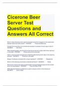 Cicerone Beer Server Test Questions and Answers All Correct 