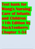 Test bank for Wong's Nursing Care of Infants and Children 11th Edition by Hock1enberry Chapter 1-34