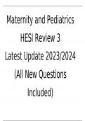  Maternity and Pediatrics HESI Review 3 Latest Update 2023-2024 (All New Questions Included)