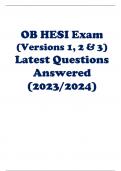 OB HESI Exam (Versions 1, 2 & 3) Latest Questions Answered (2023/2024)