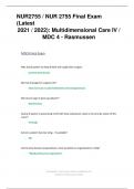 NUR2755 / NUR 2755 Final Exam  (Latest 2021 / 2022): Multidimensional Care IV /  MDC 4 -