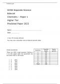 Edexcel GCSE Separate Science Chemistry Paper 1 Higher Tier Predicted Paper 2023 attached with Mark Scheme