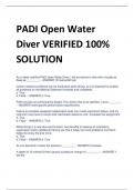PADI Open Water  Diver VERIFIED 100%  SOLUTION