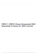 PSPO 1, PSPO 2 Exam (Answered) 2023 Download To Score A+ 100% Correct.