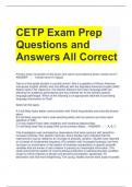 CETP Exam Prep Questions and Answers All Correct 