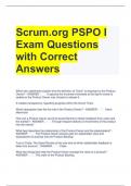 Scrum.org PSPO I Exam Questions with Correct Answers 