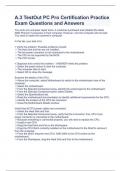 A&period;3 TestOut PC Pro Certification Practice Exam Questions and Answers