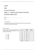 AQA A-Level Chemistry  Paper 2 FINAL QUESTION PAPER AND MARK SCHEME  – Organic and Physical Chemistry Predicted Paper 2023