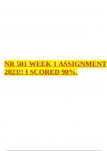 NR 501 WEEK 1 ASSIGNMENT 2023!! I SCORED 90%.
