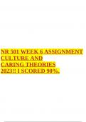 NR 501 WEEK 6 ASSIGNMENT CULTURE AND CARING THEORIES 2023!! I SCORED 90%.
