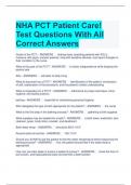 NHA PCT Patient Care&excl; Test Questions With All Correct Answers