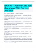 NHA PCT Patient Care Test Questions With Correct Answers