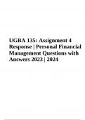UGBA 135: Assignment 4 | Personal Financial Management Questions with Verified Answers 2023