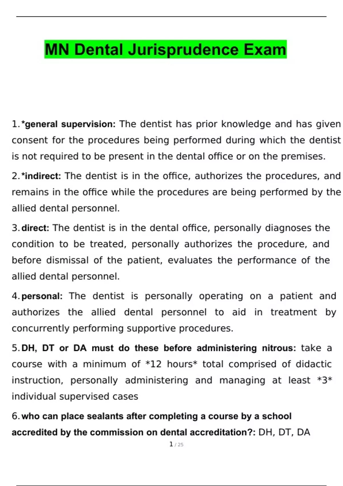 MN Dental Jurisprudence Exam New Update 2023 Actual Test with complete