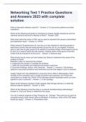 Networking Test 1 Practice Questions and Answers 2023 with complete solution