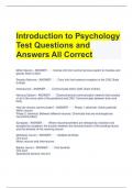 Introduction to Psychology Test Questions and Answers All Correct 