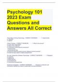 Psychology 101 2023 Exam Questions and Answers All Correct 