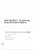 NUR 146 MCN 2 - P2 and Long Exam 2023-2024 Graded A+.