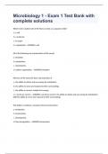 Microbiology 1 - Exam 1 Test Bank with complete solutions