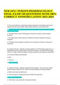 NUR 2474 / NUR2474 PHARMACOLOGY FINAL EXAM 150 QUESTIONS WITH 100% CORRECT ANSWERS LATEST 2023-2024.
