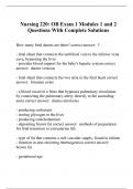 Nursing 220: OB Exam 1 Modules 1 and 2 Questions With Complete Solutions