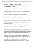 NICET LEVEL 1 HIGHWAY CONSTRUCTION&vert;WITH 100&percnt; COMPLETE SOLUTIONS&vert;ALREADY GRADED A