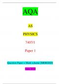 June 2022 AQA AS PHYSICS 7407/1 Paper 1 Question Paper + Mark scheme [MERGED] 