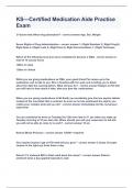 KS&mdash;Certified Medication Aide Practice Exam&vert;2023 LATEST UPDATE&vert;WITH 100&percnt; COMPLETE SOLUTIONS&vert;ALREADY GRADED A