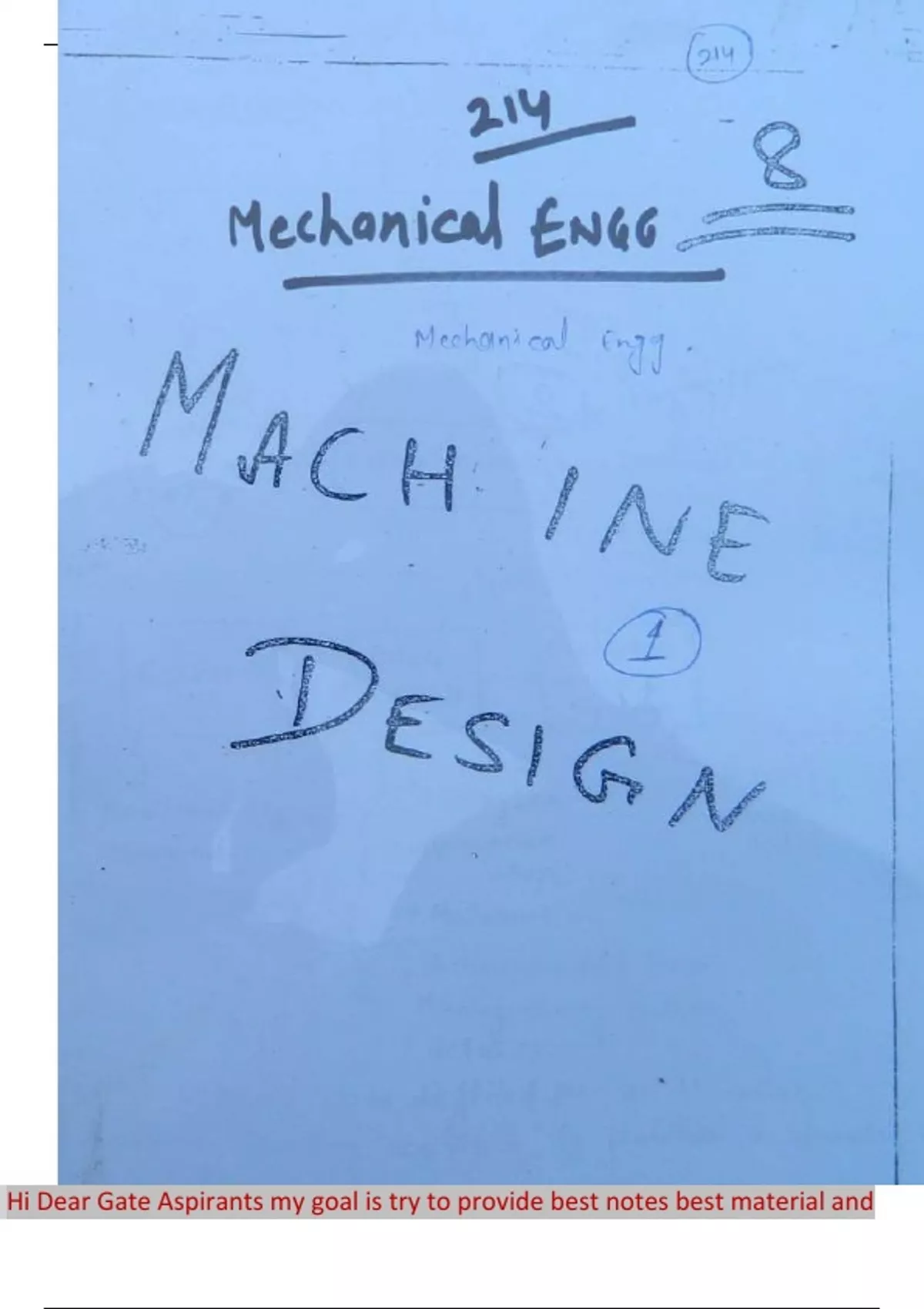 Class notes GATE MECHANICAL A Textbook of Machine Design GATE