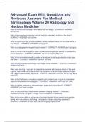 Advanced Exam With Questions and  Reviewed Answers For Medical  Terminology Volume 20 Radiology and  Nuclear Medicine