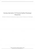 Nursing Intervention TO Promote Healthy Physiologic Responses