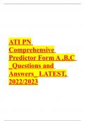 ATI PN Comprehensive Predictor Form A ,B,C _Questions and Answers_ LATEST, 2022/2023