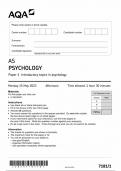 AQA AS PSYCHOLOGY PAPER 1 Introductory topics in psychology 2023 QUESTION PAPER
