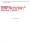 PSYC 290N Week 4 Course Project I&colon; My Virtual Life &ndash; Raise A Child&colon; Section 3-Adolescence&colon; 15 to 18 years