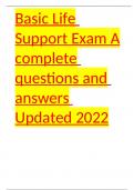 Basic Life Support Exam A (25 Questions with Answers) Updated 2022