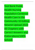 Test Bank Public Health Nursing Population-Centered Health Care in the Community 10 Edition Newest Upload 2023 All Chapters with Correct Answers and Elaborations&lpar;100&percnt; Solved&rpar;