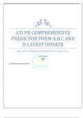 ATI PN COMPREHENSIVE PREDICTOR FORM A,B,C and D LATEST UPDATE (each form contains 180 QUESTIONS ):complete doc