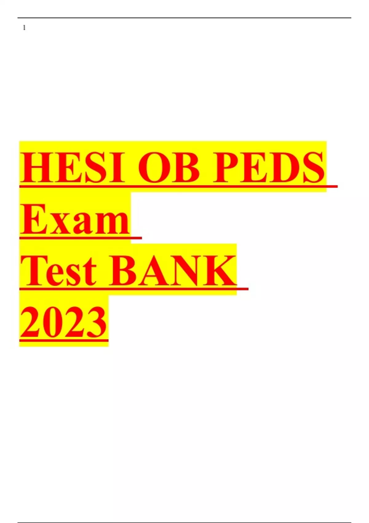 HESI OB PEDS Exam Test BANK 2023 - HESI OB PEDS - Stuvia US