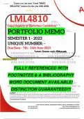 LML4810 PORTFOLIO MEMO - MAY/JUNE 2023 - SEMESTER 1 - UNISA - (DETAILED ANSWERS WITH FOOTNOTES AND A BIBLIOGRAPHY - DISTINCTION GUARANTEED!)