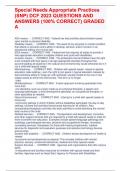 Special Needs Appropriate Practices  &lpar;SNP&rpar; DCF 2023 QUESTIONS AND  ANSWERS &lpar;100&percnt; CORRECT&rpar; GRADED  A