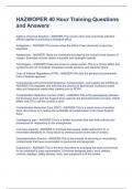 HAZWOPER 40 Hour Training Questions and Answers 
