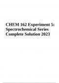 CHEM 162 Experiment 5: Spectrochemical Series Complete Solution 2023