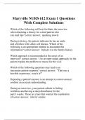 Maryville NURS 612 Exam 1 Questions With Complete Solutions
