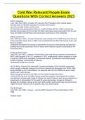 Cold War Relevant People Exam Questions With Correct Answers 2023